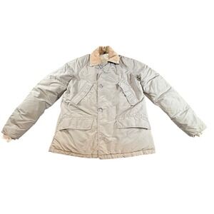 Vtg L.L Bean gray 80s Down Mackinaw Jacket‎ Tan Full Zip Front Men's Size (M)